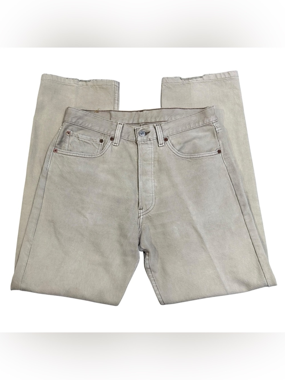 Vintage Levis 501 Jeans Mens 30x29 Tan Denim Straight Leg Made USA Button Fly 90